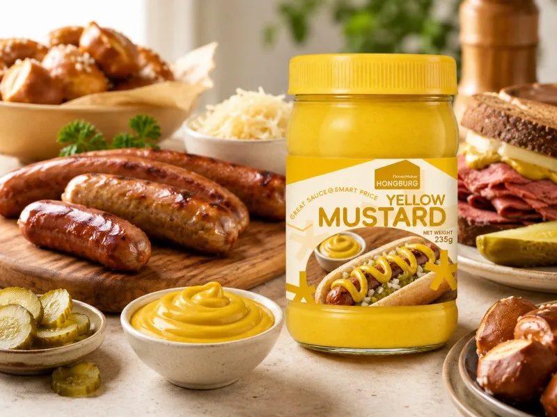 ຊອດ mustard ສີເຫຼືອງຄລາສສິກທີ່ອຸດົມສົມບູນ